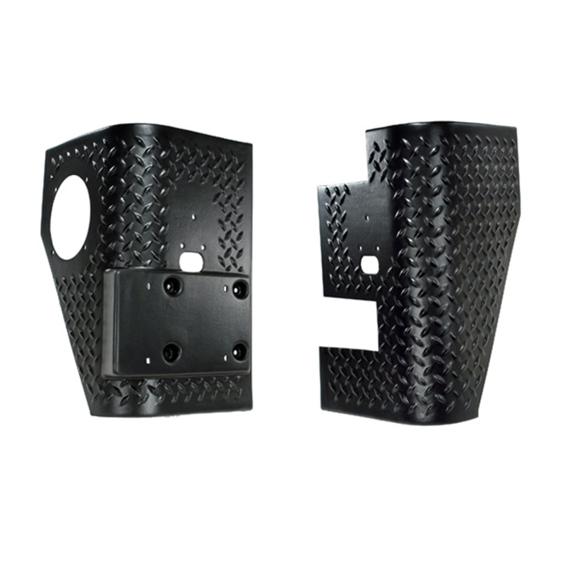 Jeep Wrangler Body Armor - Rear - Rugged Ridge - Tall Corner - Black Diamond Plate - `97-`06